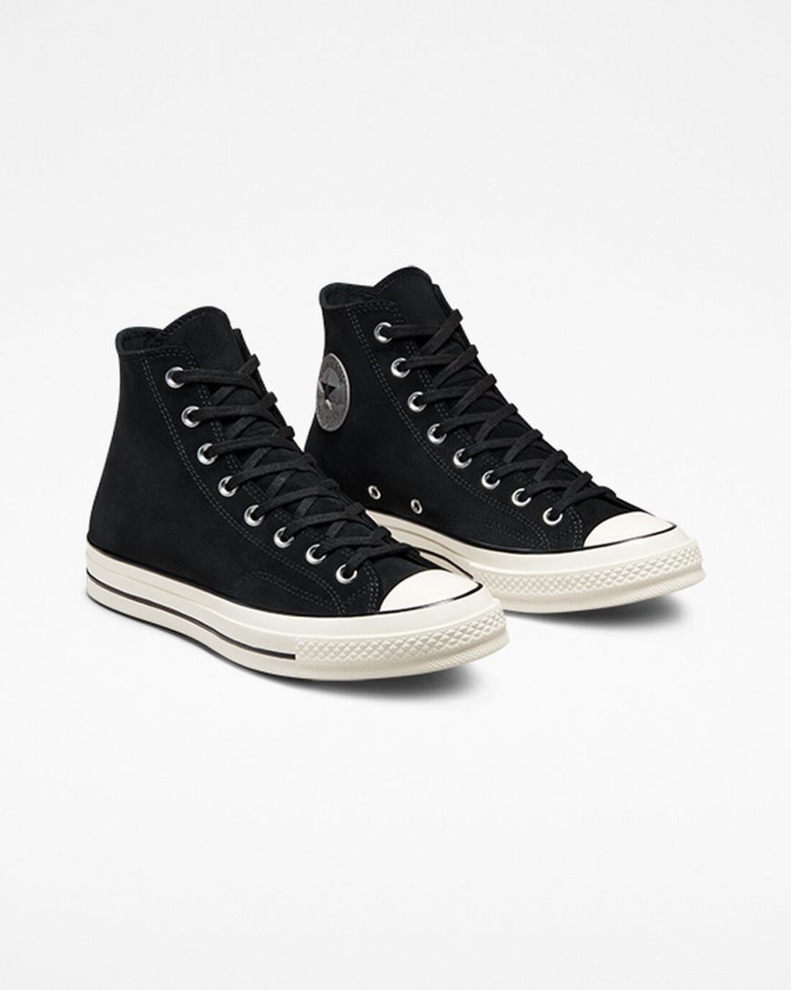 Tenisi Inalti Barbati Converse Chuck 70 Piele Intoarsa Negrii | RO EOKZS356